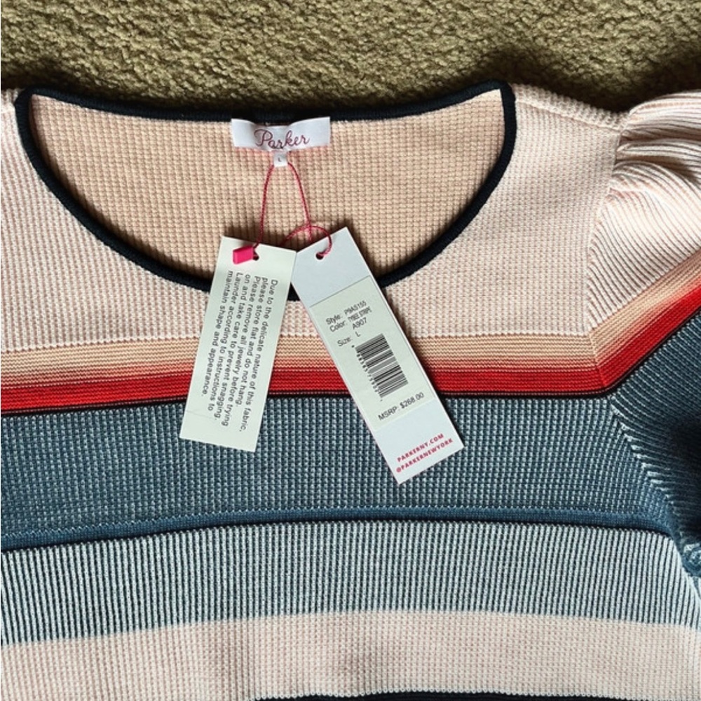 Parker tucson knit 3/4 sleeve top in tybee stripe